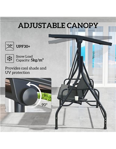 Outsunny Convertible Three-Seater Swing Bench Bed - Dark Grey