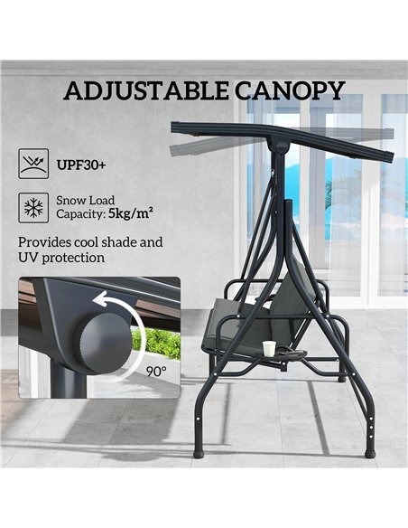 Outsunny Convertible Three-Seater Swing Bench Bed - Dark Grey - pic 152390 | FastDaddyshop