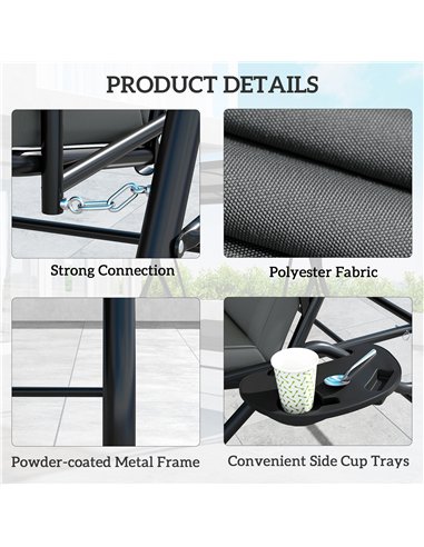 Outsunny Convertible Three-Seater Swing Bench Bed - Dark Grey