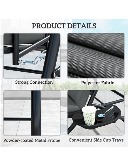 Outsunny Convertible Three-Seater Swing Bench Bed - Dark Grey - pic 152392 | FastDaddyshop