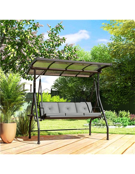 Outsunny Convertible Three-Seater Swing Bench Bed - Dark Grey - pic 152393 | FastDaddyshop