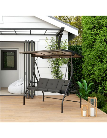 Outsunny Convertible Three-Seater Swing Bench Bed - Black - pic 152396 | FastDaddyshop