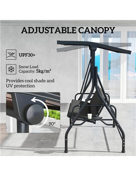 Outsunny Convertible Three-Seater Swing Bench Bed - Black - pic 152399 | FastDaddyshop