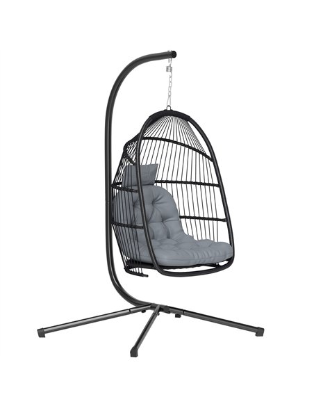 Outsunny Rattan Hanging Egg Chair with Stand, Foldable Wicker Swing Egg Chair with Cushion, Head Pillow, Steel Frame, Hammock Ch - pic 152404 | FastDaddyshop