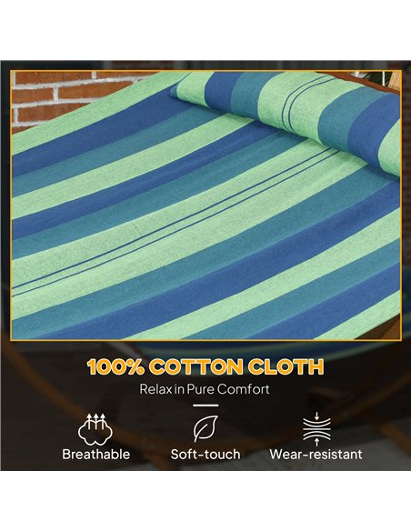 Outsunny Outdoor Hammock with Stand, Garden Hammock with Triple-Head Eucalyptus Wood Arc Frame, 1 Person Cotton Bed and Head Pil - pic 152426 | FastDaddyshop