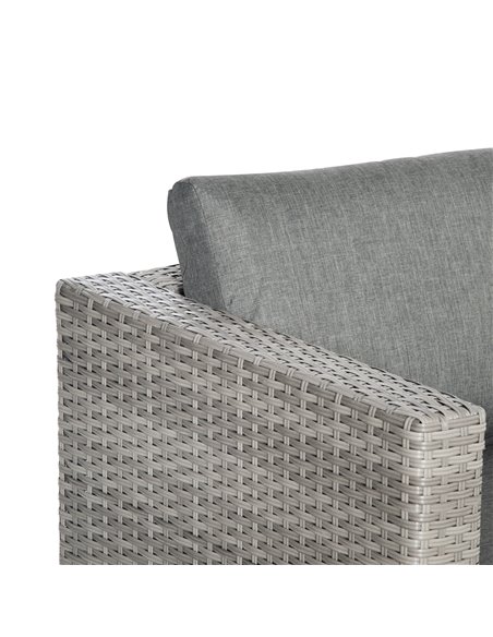 Outsunny 3 Pieces Outdoor PE Rattan Sofa Set with Tempered Glass Table-top & Cushion, Grey - pic 15243 | FastDaddyshop