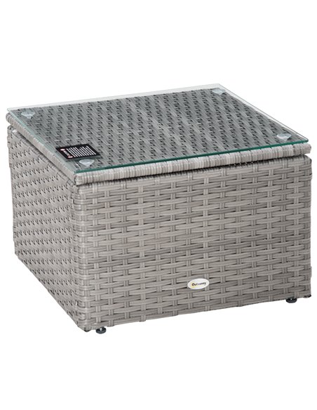 Outsunny 3 Pieces Outdoor PE Rattan Sofa Set with Tempered Glass Table-top & Cushion, Grey - pic 15244 | FastDaddyshop