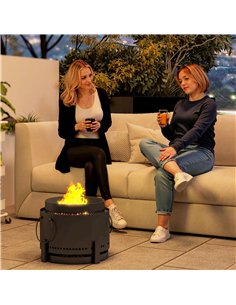 Outsunny Smokeless Fire Pit with Ash Catcher, 37cm Portable Wood Burning Firepit with Poker for Garden Camping Bonfire Party, Me 2