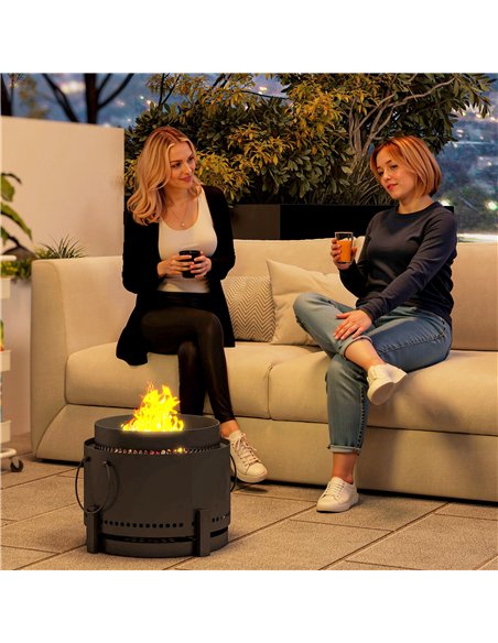 Outsunny Smokeless Fire Pit with Ash Catcher, 37cm Portable Wood Burning Firepit with Poker for Garden Camping Bonfire Party, Me - pic 152441 | FastDaddyshop