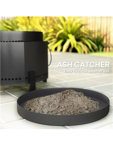 Outsunny Smokeless Fire Pit with Ash Catcher, 37cm Portable Wood Burning Firepit with Poker for Garden Camping Bonfire Party, Me