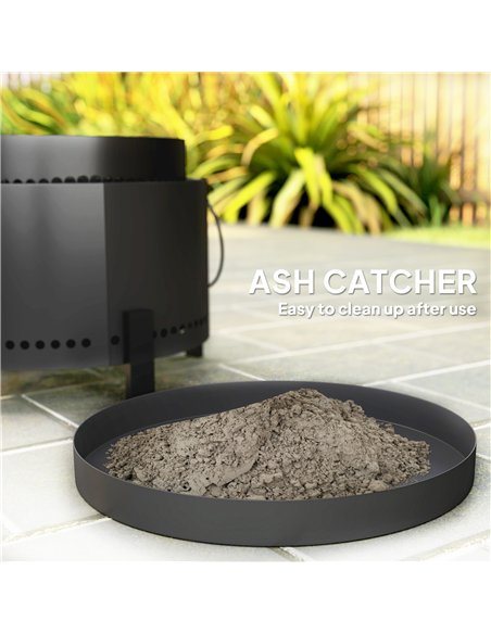 Outsunny Smokeless Fire Pit with Ash Catcher, 37cm Portable Wood Burning Firepit with Poker for Garden Camping Bonfire Party, Me - pic 152445 | FastDaddyshop