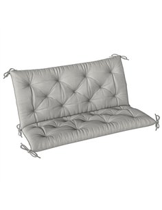 Outsunny 2 Seater Bench Pad, Garden Chair Cushion with Back and Ties for Indoor and Outdoor Use, 98 x 100 cm, Light Grey