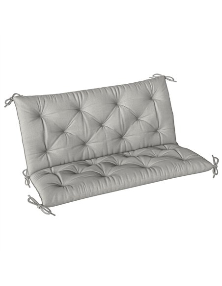 Outsunny 2 Seater Bench Pad, Garden Chair Cushion with Back and Ties for Indoor and Outdoor Use, 98 x 100 cm, Light Grey - pic 152449 | FastDaddyshop