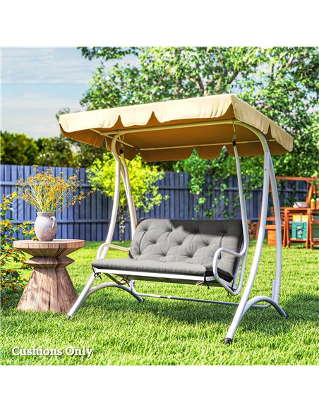 Outsunny 2 Seater Bench Pad, Garden Chair Cushion with Back and Ties for Indoor and Outdoor Use, 98 x 100 cm, Light Grey - pic 152450 | FastDaddyshop