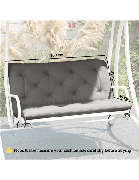 Outsunny 2 Seater Bench Pad, Garden Chair Cushion with Back and Ties for Indoor and Outdoor Use, 98 x 100 cm, Light Grey - pic 152451 | FastDaddyshop