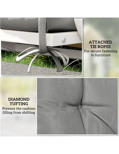 Outsunny 2 Seater Bench Pad, Garden Chair Cushion with Back and Ties for Indoor and Outdoor Use, 98 x 100 cm, Light Grey - pic 152454 | FastDaddyshop