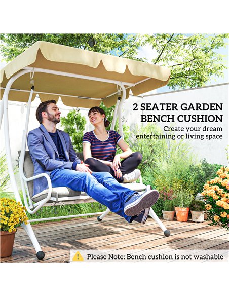 Outsunny 2 Seater Bench Pad, Garden Chair Cushion with Back and Ties for Indoor and Outdoor Use, 98 x 100 cm, Light Grey - pic 152455 | FastDaddyshop