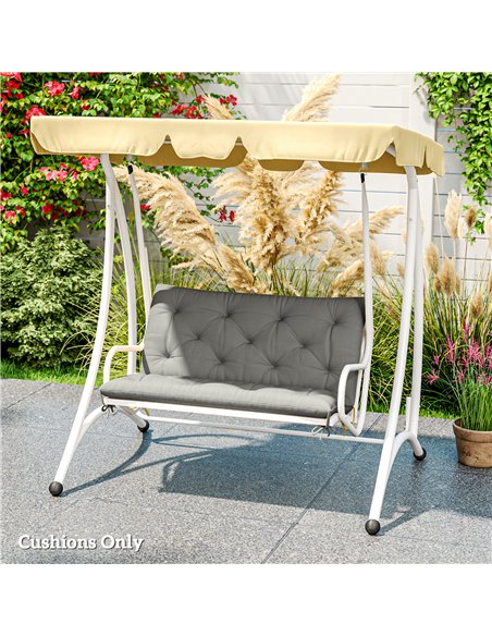 Outsunny 2 Seater Bench Pad, Garden Chair Cushion with Back and Ties for Indoor and Outdoor Use, 98 x 100 cm, Light Grey - pic 152456 | FastDaddyshop