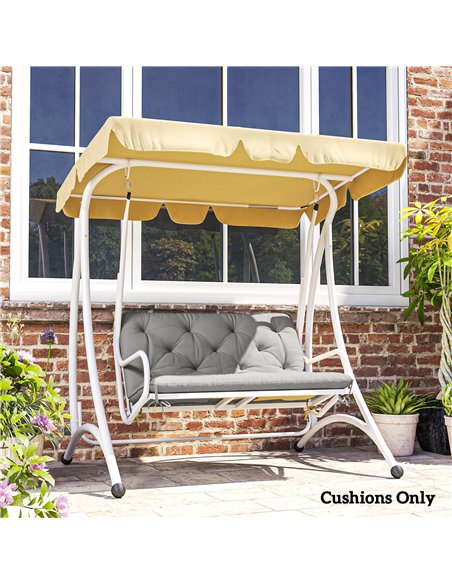 Outsunny 2 Seater Bench Pad, Garden Chair Cushion with Back and Ties for Indoor and Outdoor Use, 98 x 100 cm, Light Grey - pic 152457 | FastDaddyshop