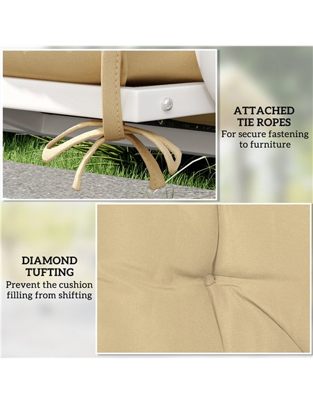 Outsunny Two-Seater Bench Cushion - Khaki - pic 152463 | FastDaddyshop