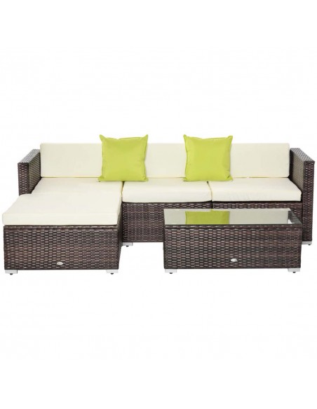 Outsunny 4-Seater Rattan Sofa Set with Cushion Pillows, Brown - pic 15247 | FastDaddyshop