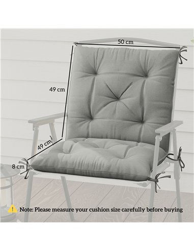 Outsunny Set of Two Outdoor Seat Cushions - Light Grey