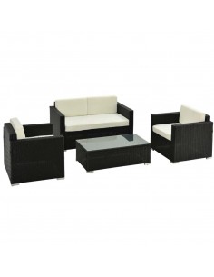 Outsunny 4-Seater Garden Rattan Sofa Set, Black