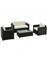 Outsunny 4-Seater Garden Rattan Sofa Set, Black