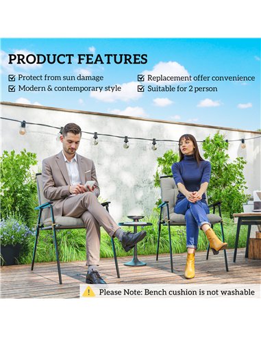 Outsunny Set of Two Outdoor Seat Cushions - Light Grey