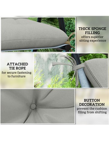 Outsunny Set of Two Outdoor Seat Cushions - Light Grey