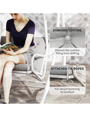 Outsunny Three-Seater Bench Cushion - Light Grey