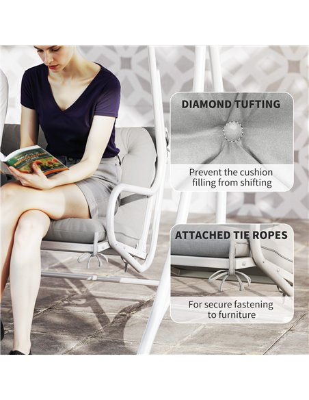 Outsunny Three-Seater Bench Cushion - Light Grey - pic 152490 | FastDaddyshop