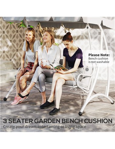 Outsunny Three-Seater Bench Cushion - Light Grey