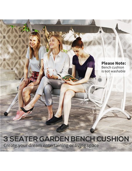 Outsunny Three-Seater Bench Cushion - Light Grey - pic 152491 | FastDaddyshop