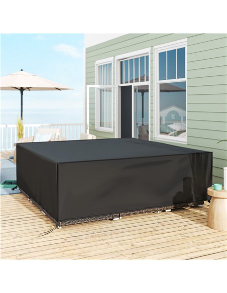 Outsunny Large Patio Garden Furniture Set Cover 600D Oxford Square Waterproof, 230 x 230 x 70 cm, Black - pic 152495 | FastDaddyshop