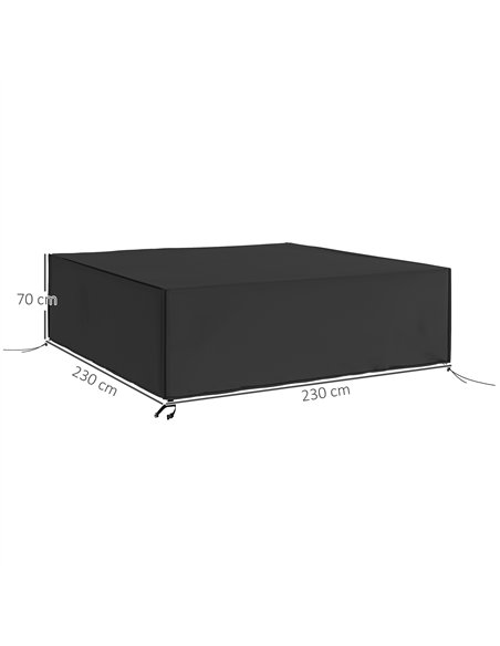 Outsunny Large Patio Garden Furniture Set Cover 600D Oxford Square Waterproof, 230 x 230 x 70 cm, Black - pic 152496 | FastDaddyshop
