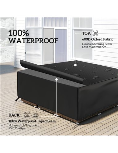 Outsunny Large Patio Garden Furniture Set Cover 600D Oxford Square Waterproof, 230 x 230 x 70 cm, Black