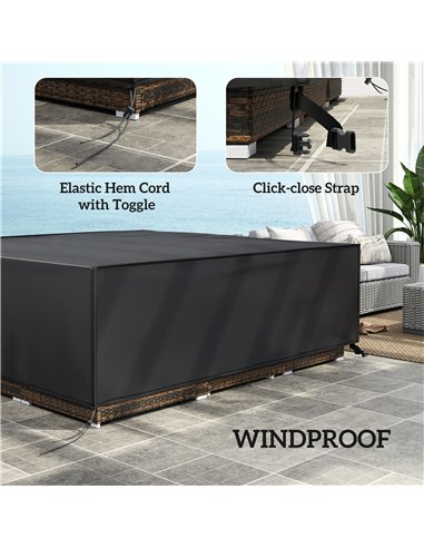 Outsunny Large Patio Garden Furniture Set Cover 600D Oxford Square Waterproof, 230 x 230 x 70 cm, Black