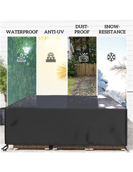 Outsunny Large Patio Garden Furniture Set Cover 600D Oxford Square Waterproof, 230 x 230 x 70 cm, Black - pic 152499 | FastDaddyshop