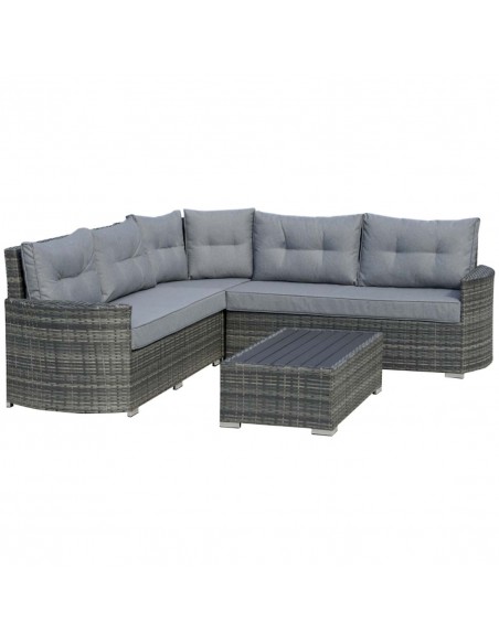 Outsunny 4 Pieces Outdoor PE Rattan Sofa Set with Padded Cushion, Mixed Grey - pic 15250 | FastDaddyshop