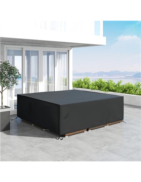 Outsunny Large Patio Garden Furniture Set Cover 600D Oxford Square Waterproof, 230 x 230 x 70 cm, Black - pic 152500 | FastDaddyshop