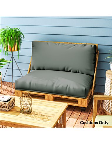 Outsunny 2 Seater Pallet Furniture Cushions Pallet Cushions, UPF20+ 220gsm Fabric, 20 cm Thick Outdoor Seat Pads, Charcoal Grey