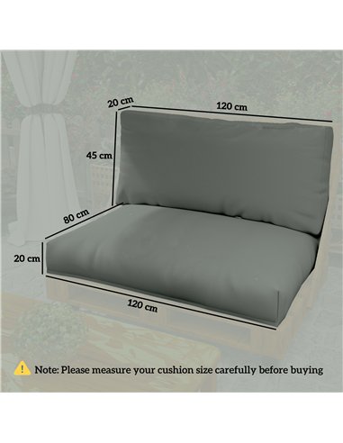 Outsunny 2 Seater Pallet Furniture Cushions Pallet Cushions, UPF20+ 220gsm Fabric, 20 cm Thick Outdoor Seat Pads, Charcoal Grey
