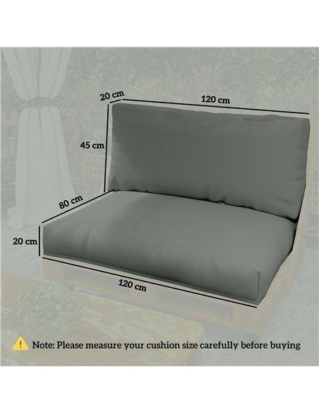Outsunny 2 Seater Pallet Furniture Cushions Pallet Cushions, UPF20+ 220gsm Fabric, 20 cm Thick Outdoor Seat Pads, Charcoal Grey - pic 152514 | FastDaddyshop