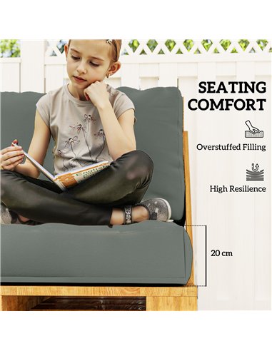 Outsunny 2 Seater Pallet Furniture Cushions Pallet Cushions, UPF20+ 220gsm Fabric, 20 cm Thick Outdoor Seat Pads, Charcoal Grey