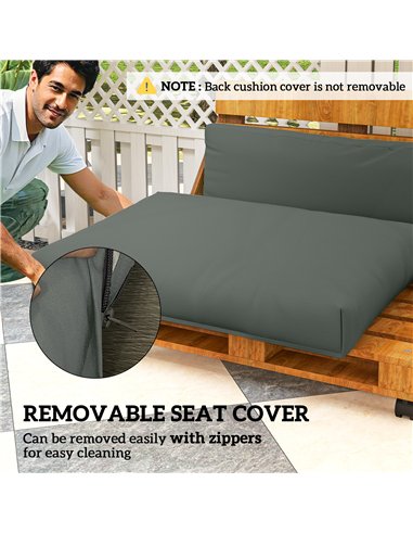 Outsunny 2 Seater Pallet Furniture Cushions Pallet Cushions, UPF20+ 220gsm Fabric, 20 cm Thick Outdoor Seat Pads, Charcoal Grey