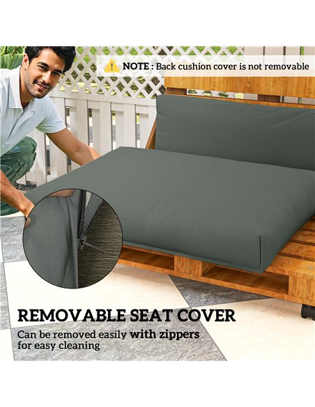 Outsunny 2 Seater Pallet Furniture Cushions Pallet Cushions, UPF20+ 220gsm Fabric, 20 cm Thick Outdoor Seat Pads, Charcoal Grey - pic 152517 | FastDaddyshop