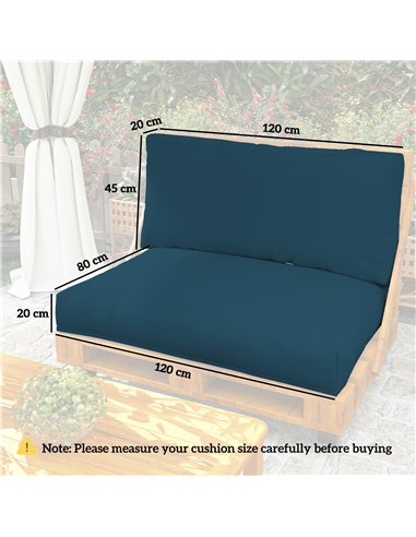 Outsunny 2 Seater Pallet Furniture Cushions Pallet Cushions, UPF20+ 220gsm Fabric, 20 cm Thick Outdoor Seat Pads, Navy Blue