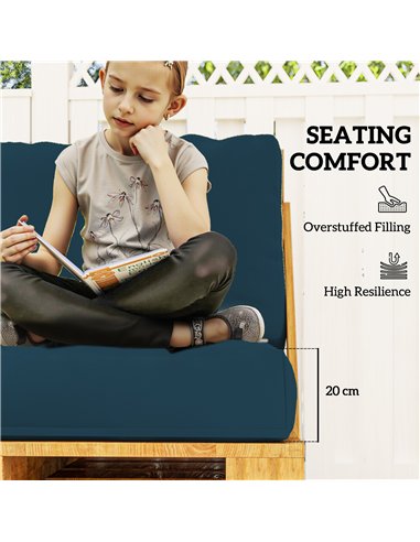 Outsunny 2 Seater Pallet Furniture Cushions Pallet Cushions, UPF20+ 220gsm Fabric, 20 cm Thick Outdoor Seat Pads, Navy Blue