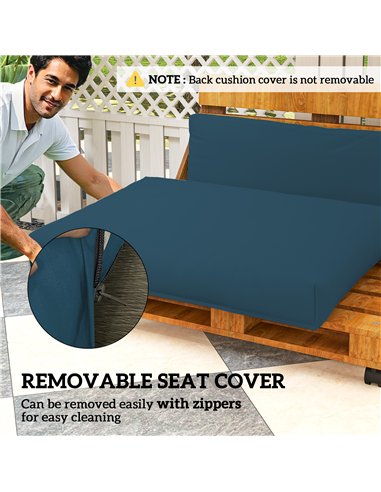 Outsunny 2 Seater Pallet Furniture Cushions Pallet Cushions, UPF20+ 220gsm Fabric, 20 cm Thick Outdoor Seat Pads, Navy Blue